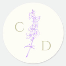 Elegant Monogram  Lavendel Ridderspoor Bloemmotief