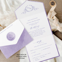 Elegant Monogram Lavender Lila Waterverf Wedding