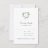 Elegant Monogram Leaf Crest w / Bow RSVP-kaart Bedankkaart (Voorkant)