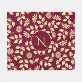 Elegant Monogram Leaf Daisy Pattern Burgundy Bath Fleece Deken (Voorkant (Horizontaal))