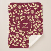Elegant Monogram Leaf Daisy Pattern Burgundy Bath Sherpa Deken (Voorkant)