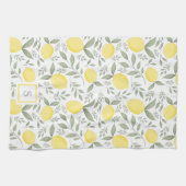Elegant  monogram Lemons en Leaves Pattern Theedoek (Horizontaal)