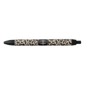 Elegant Monogram Leopard Print Zwarte Inkt Pen (Voorkant)