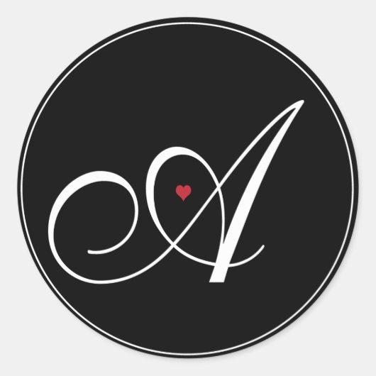 Elegant Monogram Letter A met hart Ronde Sticker (Voorkant)