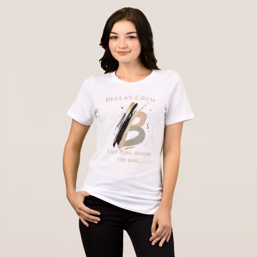 Elegant Monogram  - Letter B Abstracte Bruidsmeisj Tri-Blend Shirt (Voorkant volledig)