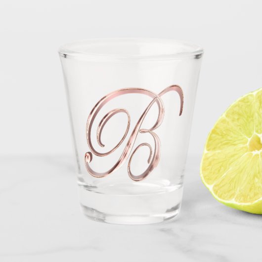 Elegant Monogram Letter B Faux Roos Gold Chic Shot Glas (Voorkant)