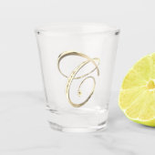 Elegant Monogram Letter C Faux Gold Chic Shot Glas (Voorkant)