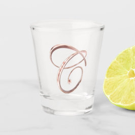 Elegant Monogram Letter C Faux Roos Gold Chic Shot Glas
