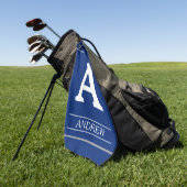 Elegant, Monogram Letter en Name Blue Golf Towel Golfhanddoek (Groen)