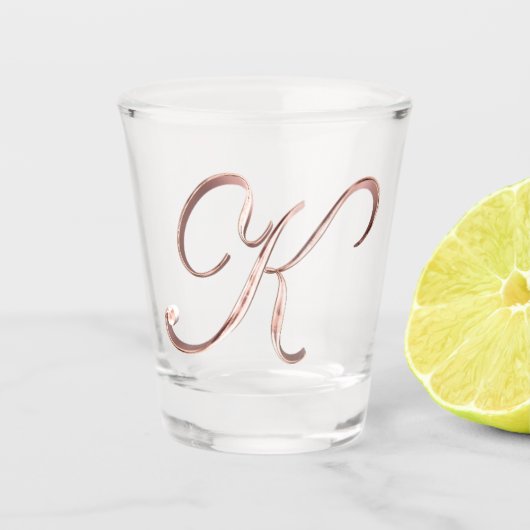 Elegant Monogram Letter K Faux Roos Gold Chic Shot Glas (Voorkant)