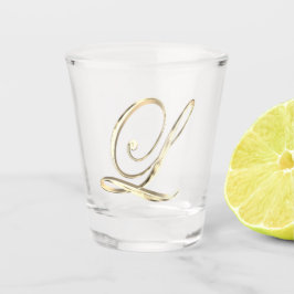 Elegant Monogram Letter L Faux Gold Chic Shot Glas