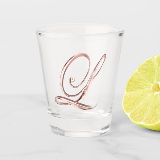 Elegant Monogram Letter L Roos Gold Chic Shot Glas (Voorkant)