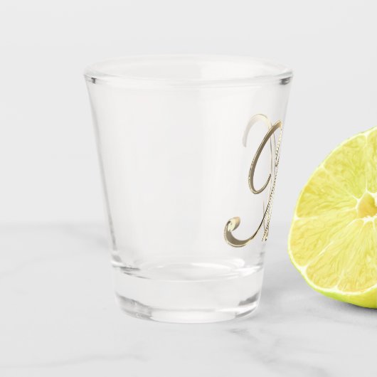 Elegant Monogram Letter M Faux Gold Chic Shot Glas (Links)