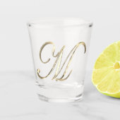 Elegant Monogram Letter M Faux Gold Chic Shot Glas (Voorkant)
