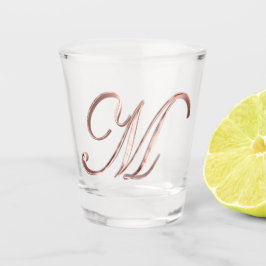 Elegant Monogram Letter M Faux Roos Gold Chic Shot Glas