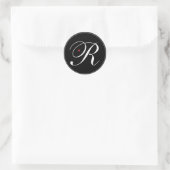 Elegant Monogram Letter R met hart Ronde Sticker (Tas)