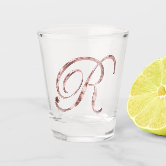 Elegant Monogram Letter R Roos Gold Chic Shot Glas (Voorkant)