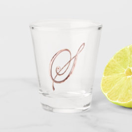 Elegant Monogram Letter S Faux Roos Gold Chic Shot Glas