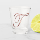 Elegant Monogram Letter T Roos Gold Chic Shot Glas (Voorkant)