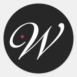 Elegant Monogram Letter W met hart Ronde Sticker