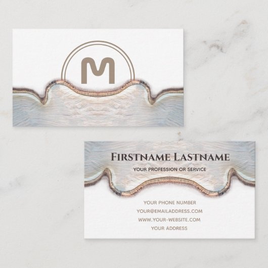 Elegant monogram licht houten carpentry business c visitekaartje (Voorkant / Achterkant)