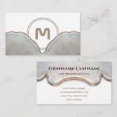Elegant monogram licht houten carpentry visitekaartje (Voorkant / Achterkant)