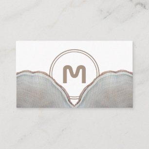 Elegant monogram licht houten carpentry visitekaartje