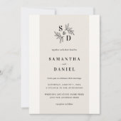 Elegant monogram licht tan neutraal ivoor bruiloft kaart (Voorkant)