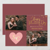 Elegant Monogram Liefde Valentijnsdag paar foto Feestdagenkaart (Voorkant / Achterkant)