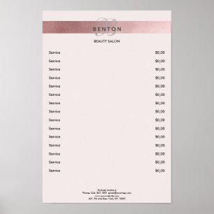 Elegant Monogram Lightroze Roségoud Prijzenlijst Poster