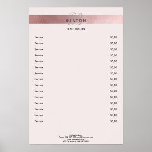 Elegant Monogram Lightroze Roségoud Prijzenlijst Poster