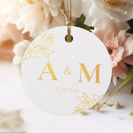 Elegant, Monogram, Lijn Kunst Bloem, Bruiloften Bedankjes Labels