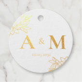 Elegant, Monogram, Lijn Kunst Bloem, Bruiloften Bedankjes Labels (Voorkant)