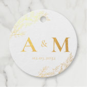 Elegant, Monogram, Lijn Kunst Botanisch, Bruilofte Bedankjes Labels (Voorkant)