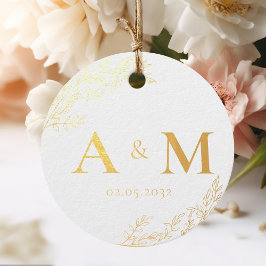 Elegant, Monogram, Lijn Kunst Botanisch, Bruilofte Bedankjes Labels