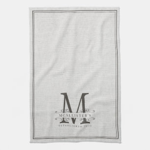 Elegant Monogram Lijnenfamilie stelt jaar vast Theedoek