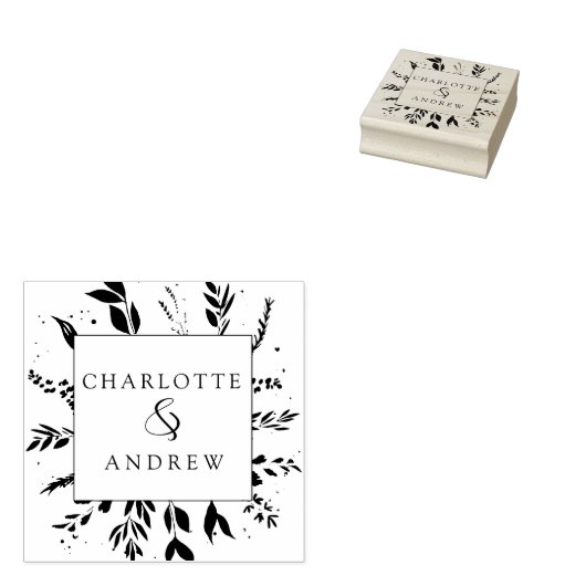 Elegant, Monogram, Lijnkunstblad, Bruiloften Rubberstempel (Gestempeld)
