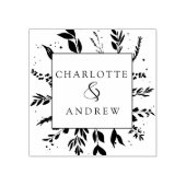 Elegant, Monogram, Lijnkunstblad, Bruiloften Rubberstempel (Afrduk)