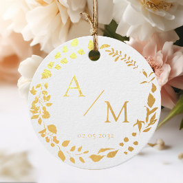 Elegant, Monogram, Lijnkunstkrans, Bruiloften Bedankjes Labels