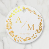 Elegant, Monogram, Lijnkunstkrans, Bruiloften Bedankjes Labels (Voorkant)