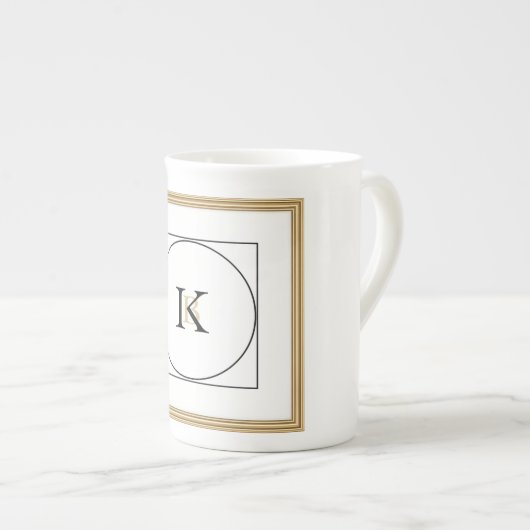 Elegant Monogram Lijst Gepersonaliseerd Initiaal & Porselein Kop (Voorkant rechts)
