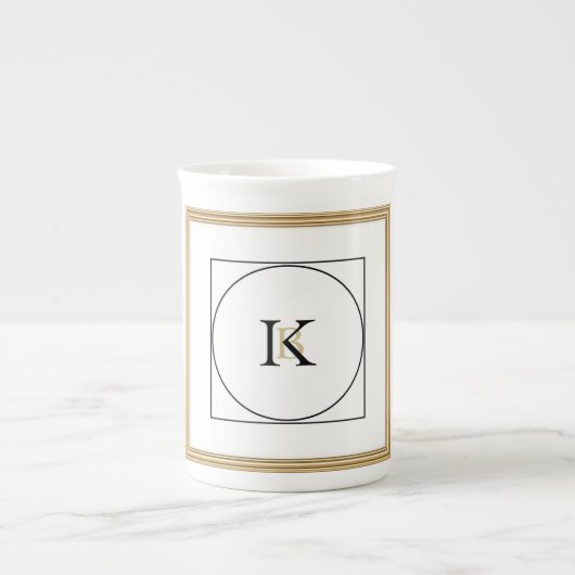 Elegant Monogram Lijst Gepersonaliseerd Initiaal & Porselein Kop (Voorkant)