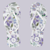 Elegant Monogram Lila Bloemenpatroon Teenslippers