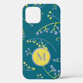Elegant monogram lila geel bessenpatroon Case-Mate iPhone case (Achterkant)