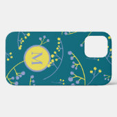 Elegant monogram lila geel bessenpatroon Case-Mate iPhone case (Achterkant (horizontaal))