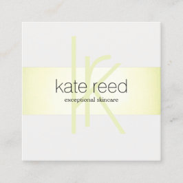 Elegant Monogram Lime Green Modern Stripe Vierkante Visitekaartje