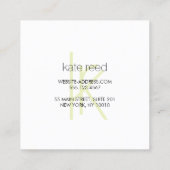 Elegant Monogram Lime Green Modern Stripe Vierkante Visitekaartje (Achterkant)
