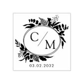 Elegant, Monogram, Line Art krans, bruiloften Rubberstempel (Afrduk)