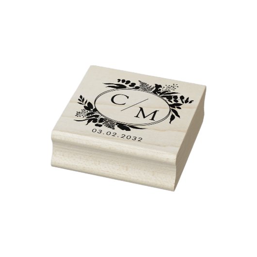Elegant, Monogram, Line Art krans, bruiloften Rubberstempel (Stempel)