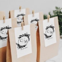 Elegant, Monogram, Line Art krans, bruiloften